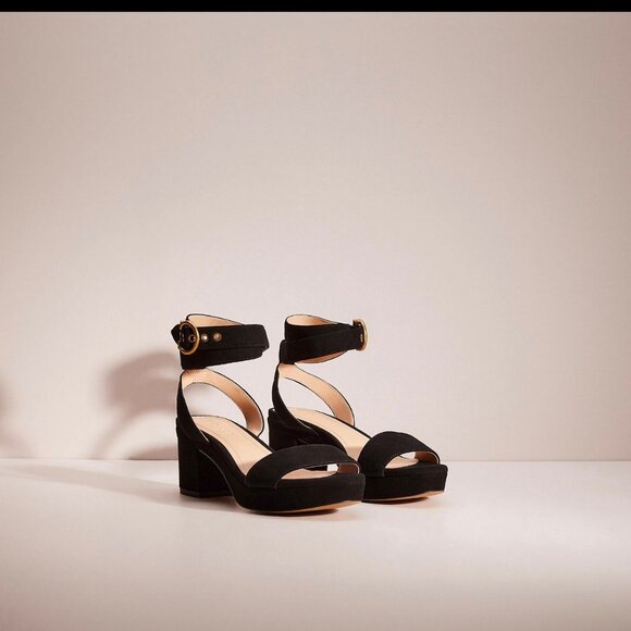 Coach Shoes - Coach Serena Black Strappy Platform Block Heel Sandals – Size 9